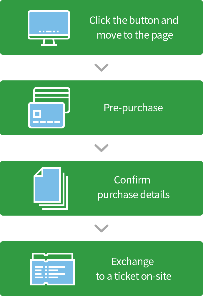 Click the button and move to the page > Pre-purchase > Confirm purchase details > Exchange to a ticket on-site
